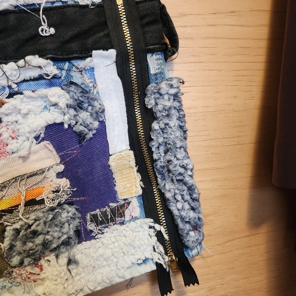 ARTIST UPCYCLED PATCHWORK STREETWEAR QUIXOTICA DENIM JEANS ONE-OF-A-KIND 32/33 - Picture 13 of 16